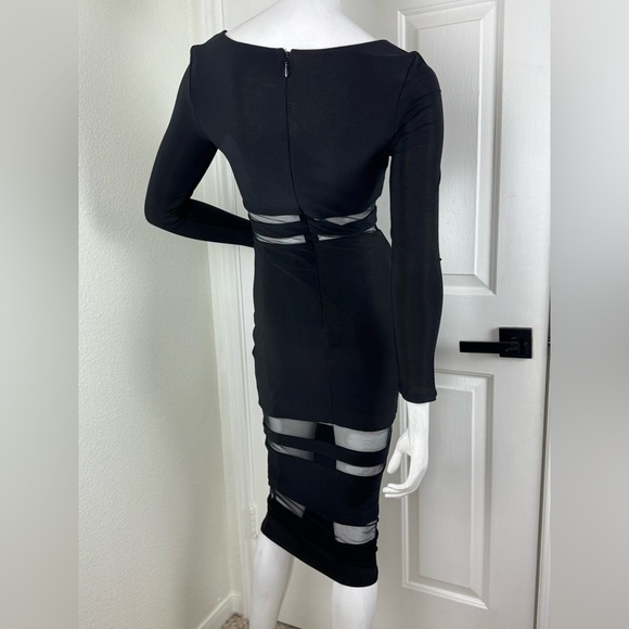 Bebe Elegant Black Sheer Panel Dress. D35 - Picture 9 of 15